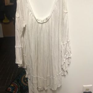 Foley white hippie shirt keyhole back with ties